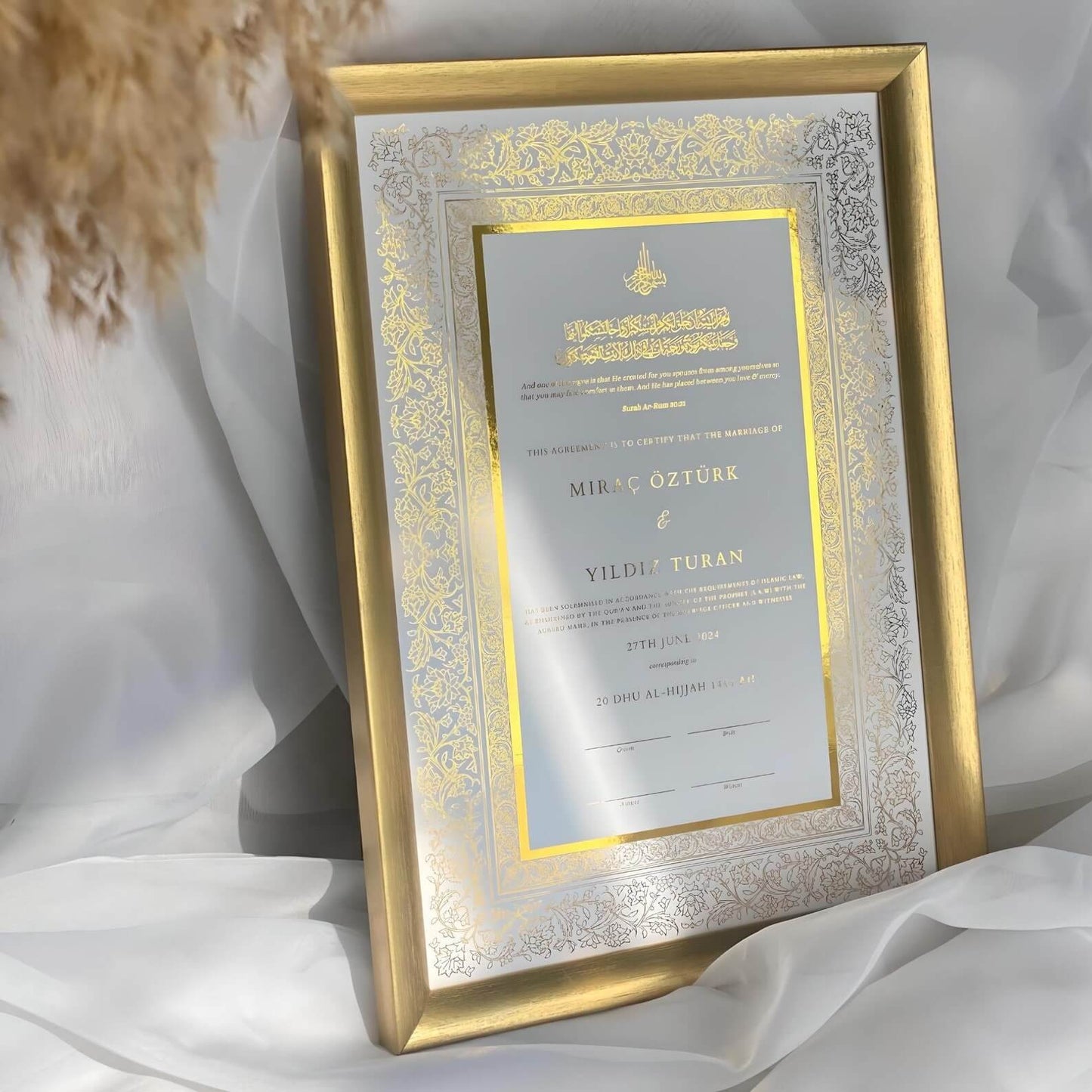 Personalized Nikah Nama with Pen & Frame