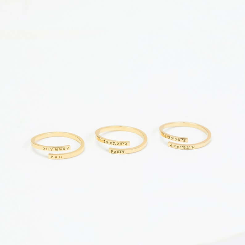 Personalized Couple Minimal Name Ring - Adjustable