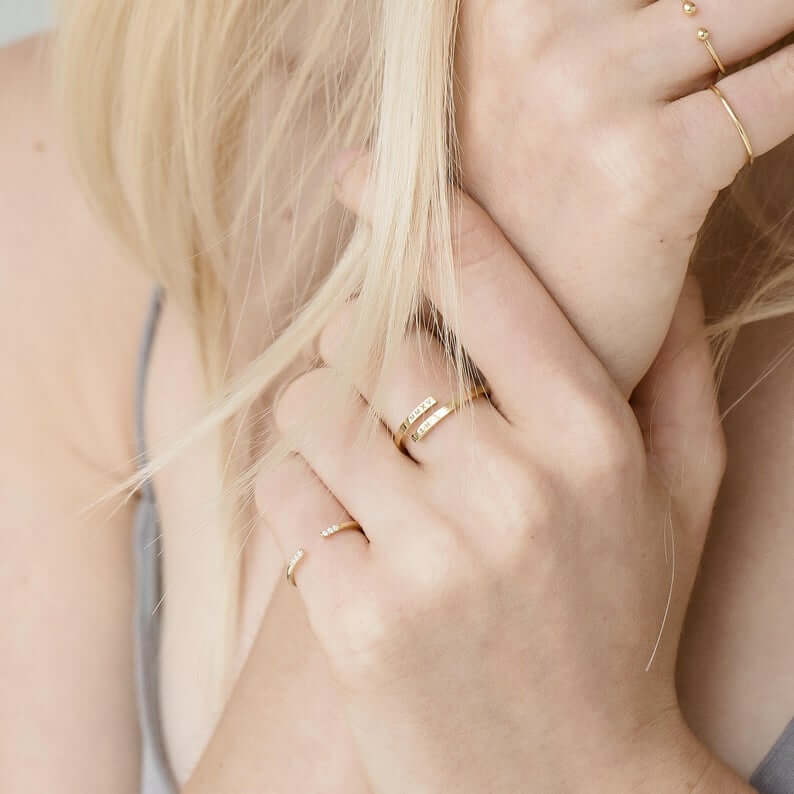 Personalized Couple Minimal Name Ring - Adjustable