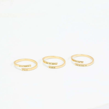 Personalized Couple Minimal Name Ring -  Adjustable